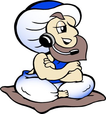 Genie speaking in headset clipart