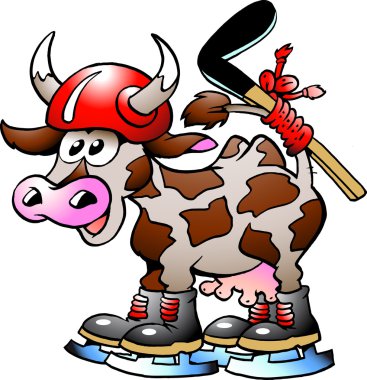 Cow Cow Playing Hockey Sport clipart
