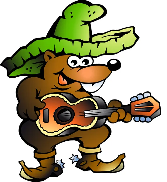 Wallaby mexicano tocando la guitarra — Vector de stock