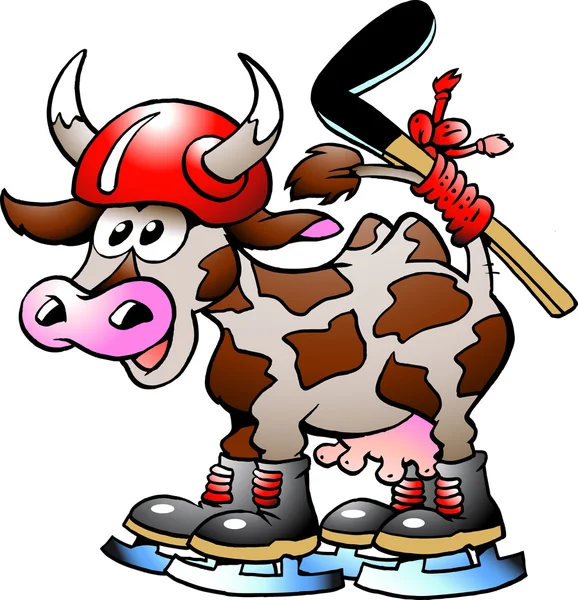 Cow koe spelen hockey sport — Stockvector