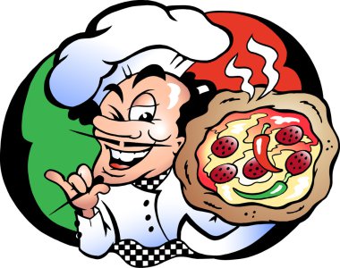 Hand-drawn Vector illustration of an Italien Pizza Baker clipart