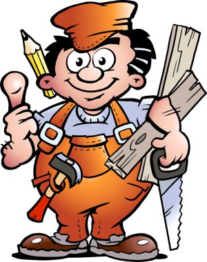 Hand-drawn Vector illustration of an Carpenter Handyman