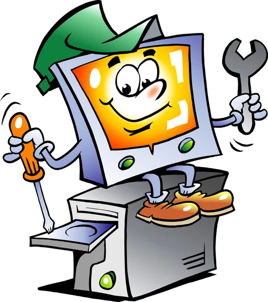 Hand-drawn Vector illustration of an Computer Repairman — Stock Vector