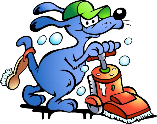 Ilustración vectorial dibujada a mano de un limpiador de alfombras para perros — Vector de stock
