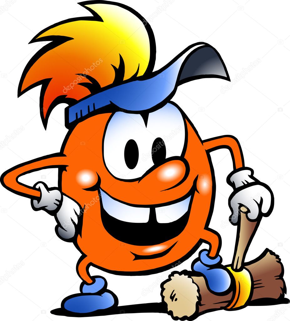 Hand-drawn Vector illustration of an Orange Gobling with a big h