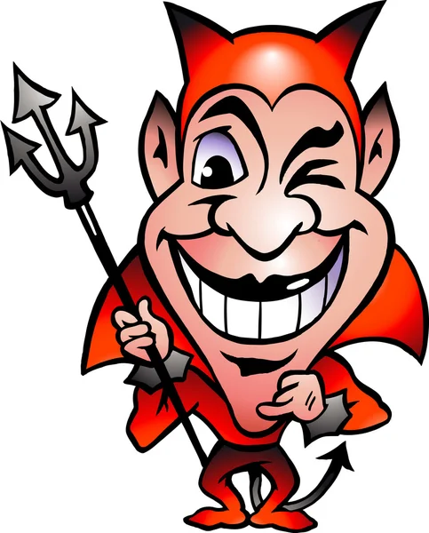Handgetekende vectorillustratie van een rode duivel — Stockvector