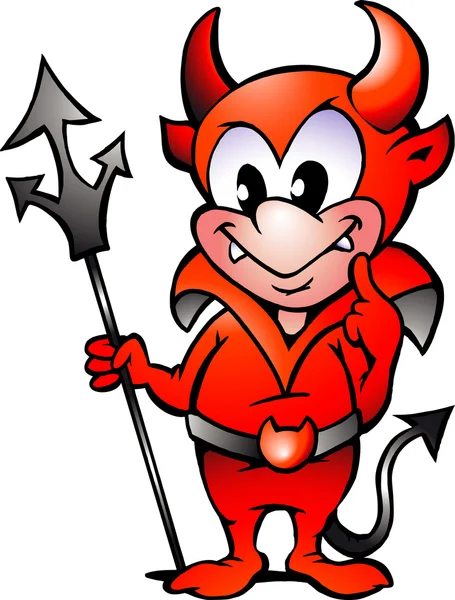 Illustrazione vettoriale disegnata a mano di un piccolo diavolo rosso — Vettoriale Stock