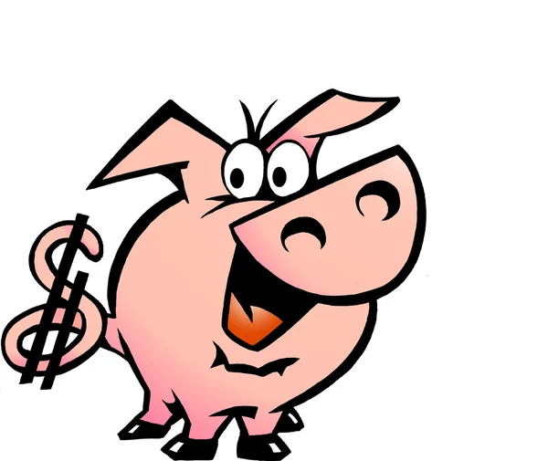 Ilustração vetorial desenhada à mão de um porco dólar — Vetor de Stock