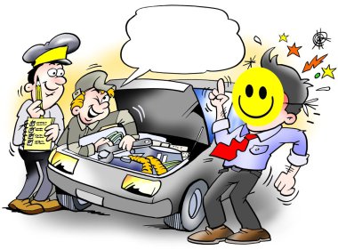 Smiley Inspection of an Car clipart