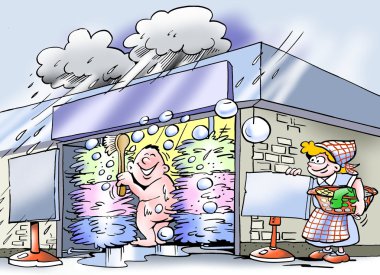 Free showers at car wash clipart