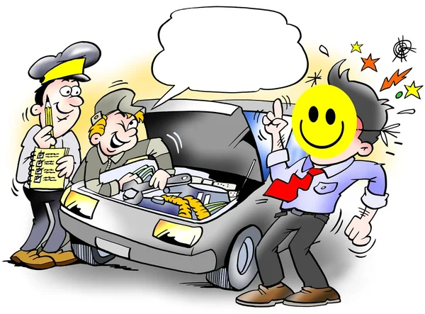 Smiley Inspection of an Car — Stock Photo, Image