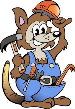 Hand-drawn Vector illustration of an Kangaroo Handyman clipart