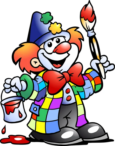 Handgezeichnete Vektorillustration eines malenden Clowns — Stockvektor
