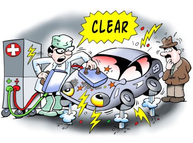 Electric car gets restarted clipart