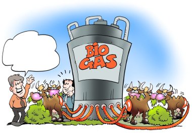 Cows convert biogas to fuel clipart