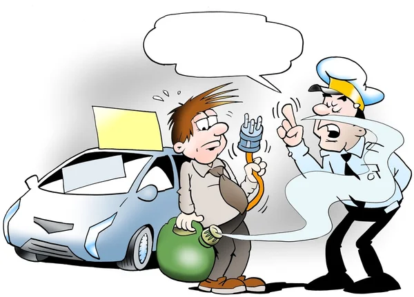 Коп проверяет топливо для вашей машины — стоковое фото