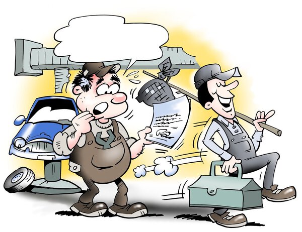 Mechanic leaves the garage