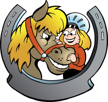 Hand-drawn Vector illustration of an Rider and Horse clipart