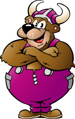 Hand-drawn Vector illustration of an Viking Bear in Purple Overa clipart