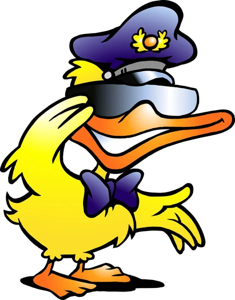 Hand-drawn Vector illustration of an Duck in uniform — Stock Vector