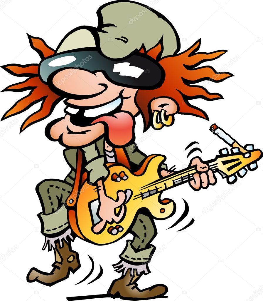 Hand-drawn Vector illustration of an Heavy Guitar Player