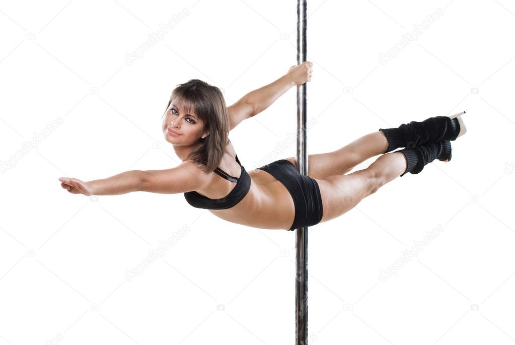 Young sexy pole dance woman