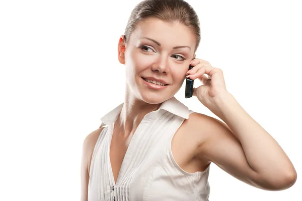 Jonge mooie zakenvrouw met telefoon — Stockfoto