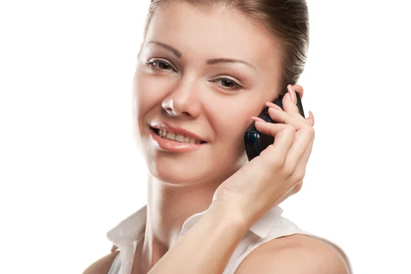 Young beautiful business woman with phone — Stock Photo, Image