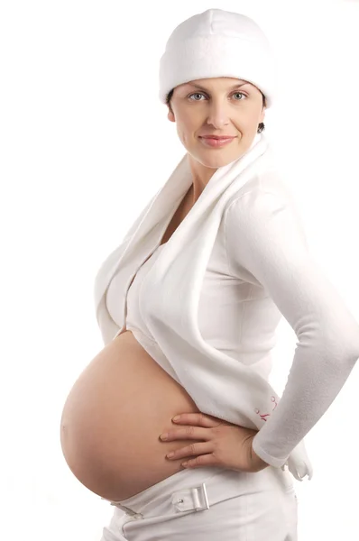 Szczęśliwy i dumny, kobieta w ciąży — Zdjęcie stockowe