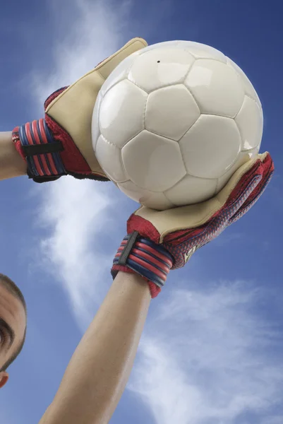 Goalkeeper catching the ball — Stock Photo, Image