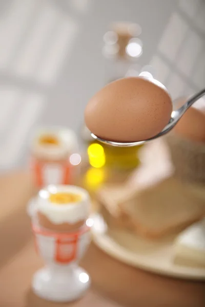 Breakfast with boiled eggs — Stock Photo, Image