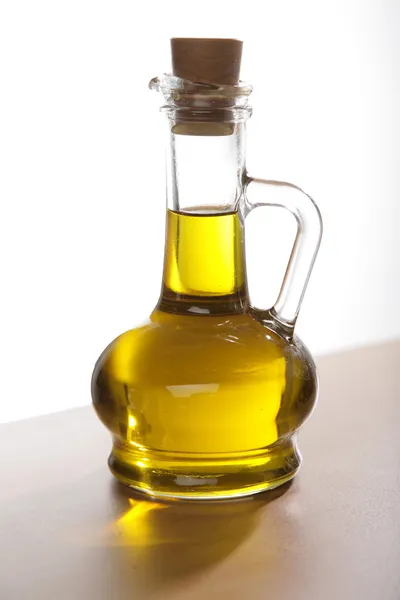 stock image Decanter with extra virgin olive oil