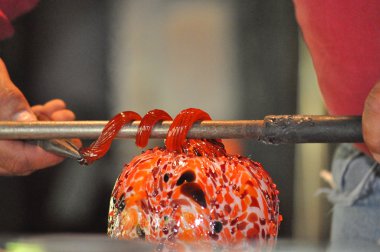 Job of glassblower.Craftsman