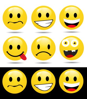 Set of characters of yellow emotions clipart