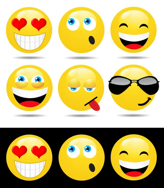 Set of characters of yellow emoticons — Stock Photo, Image