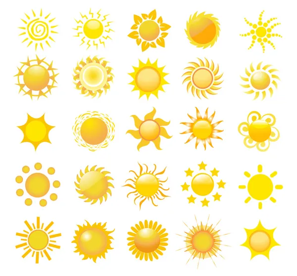 Набір сонячних іконок — стокове фото