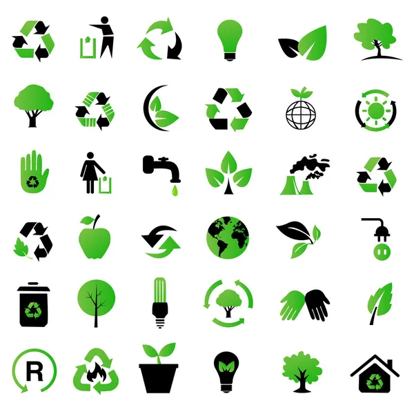 Conjunto de ícones ambientais / reciclagem — Fotografia de Stock