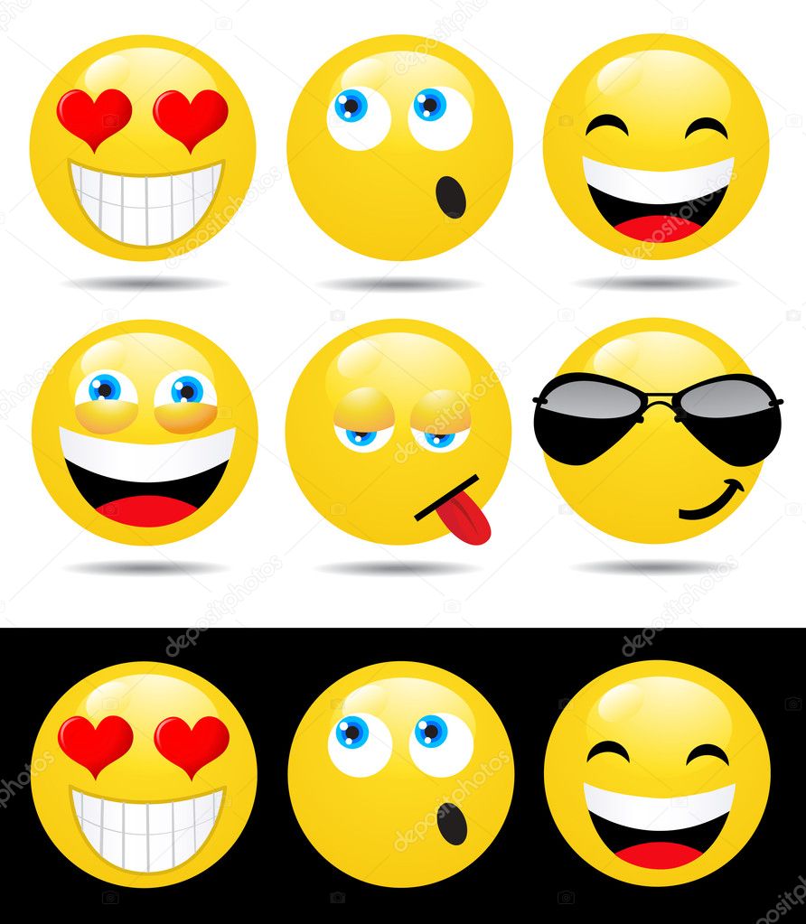 Set of characters of yellow emoticons