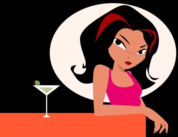 Vrouw met glas van martini — Stockfoto
