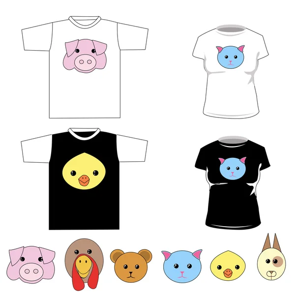 T-shirts with cute animals — Zdjęcie stockowe