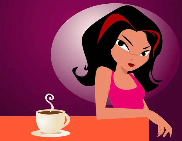 Женщина с иллюстрацией к кофе — стоковое фото