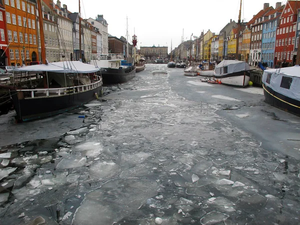 Kodaň nyhavn, zima — Stock fotografie