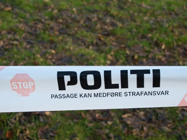 Danish police barrier sign — Stock Photo, Image