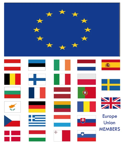 Bandeiras UE ou UE — Vetor de Stock
