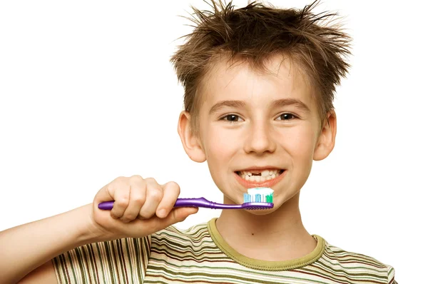 Niños cepillando dientes —  Fotos de Stock
