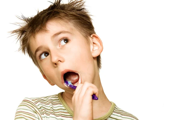 Dentes de escovação criança — Fotografia de Stock