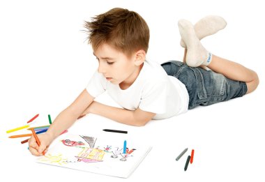 Boy drawing clipart