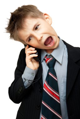 Boy In Suit Yelling clipart