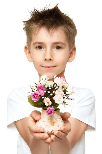 Boy with bouquet — Stock Photo, Image