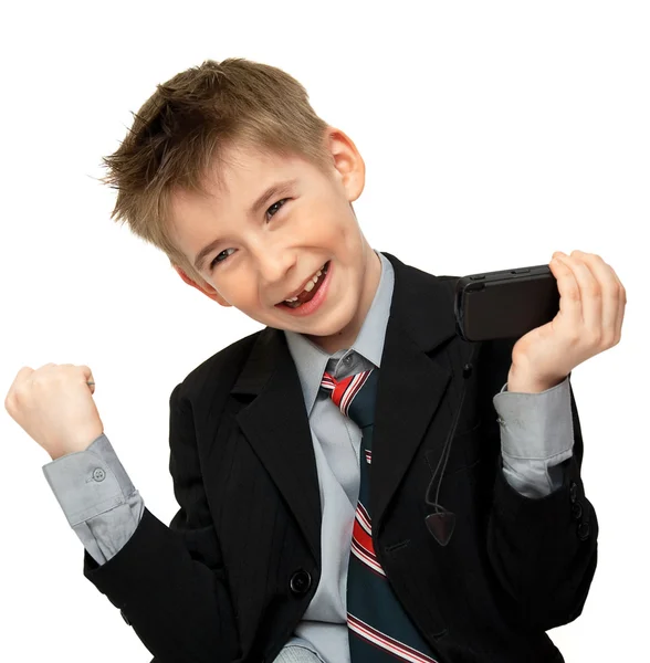 Joyful boy in a suit — Stock Photo, Image